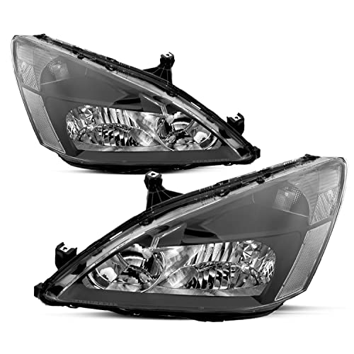 JSBOYAT Headlight Assembly Compatible with 2003 to 2007 Honda Accord Black Housing