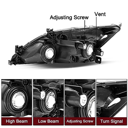 JSBOYAT Headlight Assembly Replacement for 2003-2007 Honda Accord Halogen Headlamp Chrome Housing with Amber Reflector (Drive